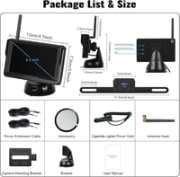 OiLiehu Vezeték nélküli AHD Tolatókamera szett 1080P - 4,3" monitor, IP68 vízálló, éjszakai látás 8