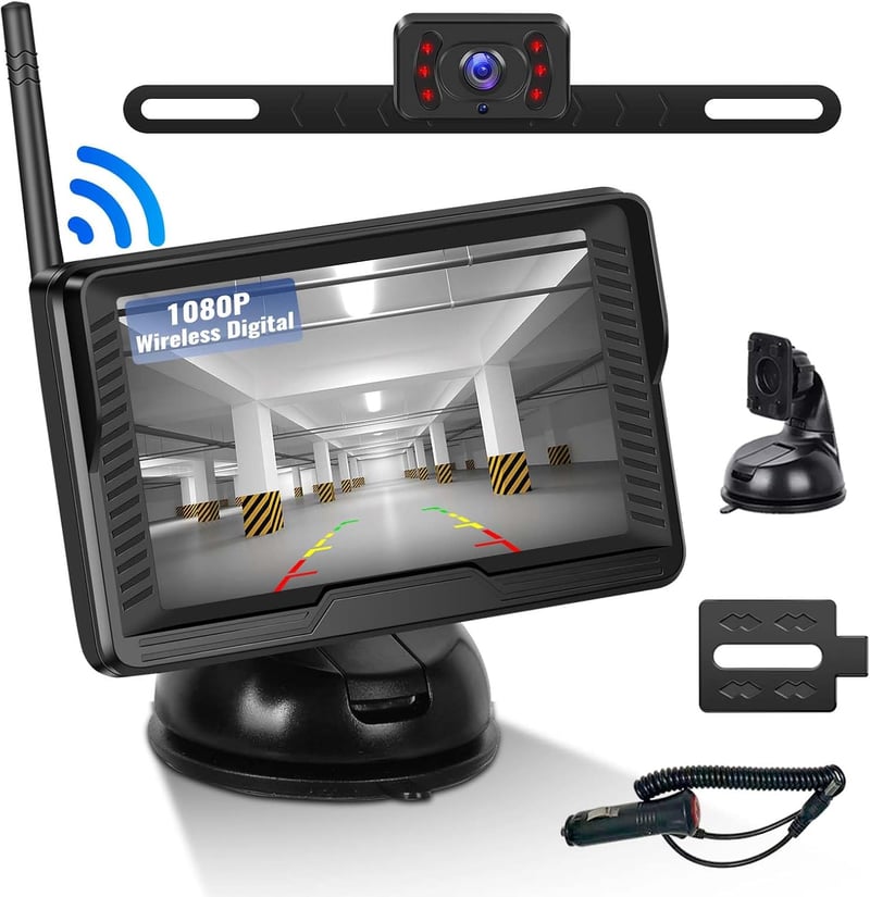 OiLiehu Vezeték nélküli AHD Tolatókamera szett 1080P - 4,3" monitor, IP68 vízálló, éjszakai látás