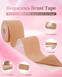 Oiomniv lepiaca páska na prsia, push-up efekt, 2 veľkosti so silikónovými krytkami na bradavky, béžová, neviditeľná podprsenková páska 4