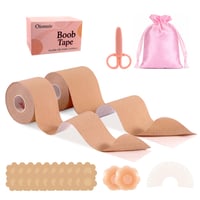 Oiomniv lepiaca páska na prsia, push-up efekt, 2 veľkosti so silikónovými krytkami na bradavky, béžová, neviditeľná podprsenková páska 1