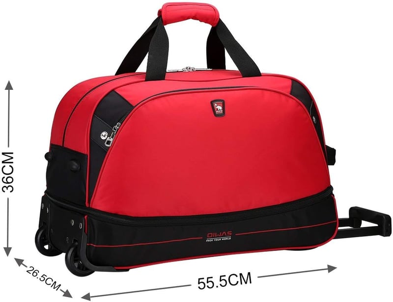 OIWAS 55L+10L Unisex Vintage Utazótáska Kerekes Bőrönd - Nagy Méretű Gurulós Táska Hétvégi Kirándulásokhoz, Repülős Utakhoz