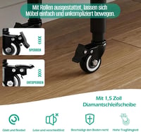 OJTOJT 4 db állítható magasságú bútorláb kerekekkel, 360 fokban forgó görgő, 245-360 mm, fekete kanapé ágy szekrény asztal 4