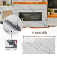 OJTOJT Mramorová nálepka na obkladačky, 10 ks, Samolepiaci obklad na kuchynskú zástenu a do kúpeľne, 60 x 30 cm, Vodoodolná, Oblačne biela 2