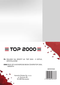 TOP-2000 Kristály Füzetborító A5 méret 90 mikron 5 db-os csomag átlátszó védőborító 4