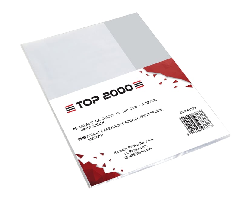 TOP-2000 Kristály Füzetborító A5 méret 90 mikron 5 db-os csomag átlátszó védőborító