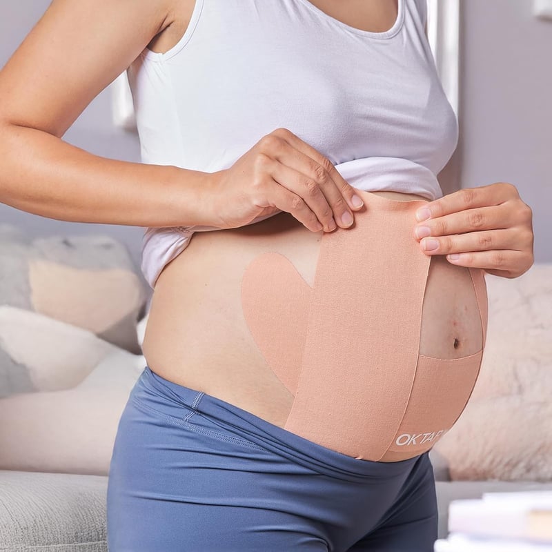 OK TAPE Kismama bőrszínű kinezio has- és medencetámogató tapasz extra széles 7.5x35 cm + 7.