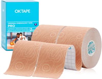 OK TAPE Pro Kinezio Tape 5cm x 5m Vízálló Rugalmas Tekercs Térdfájdalom Könyök Váll (2db Bézs) 1