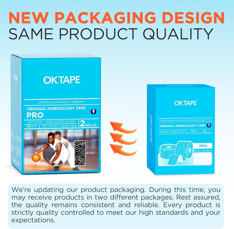 OK TAPE Pro Kinezio Tape 5cm x 5m Vízálló Rugalmas Tekercs Térdfájdalom Könyök Váll (2db Bézs)