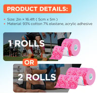 OK TAPE Pro Kinezio Tape 5cm x 5m Vízálló Rugalmas Tekercs Térdfájdalom Könyök Váll (2db Bézs) 3