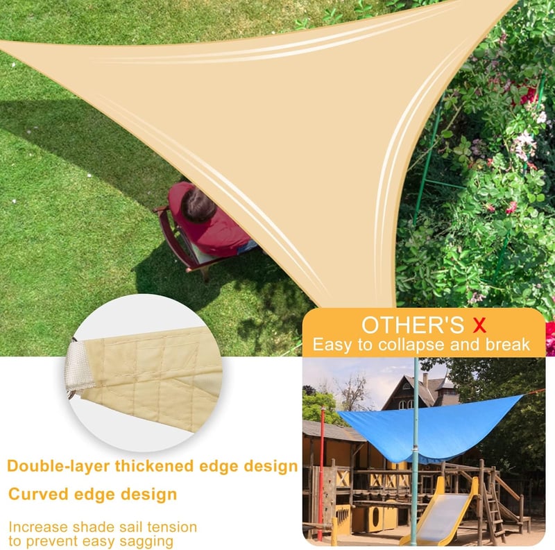 OKAWADACH UV Védő Árnyékvászon 2x3m Bézs - Terasz és Kert Árnyékoláshoz - 2m*2m*2m, Sandy Beige