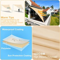 OKAWADACH UV Védő Árnyékvászon 2x3m Bézs - Terasz és Kert Árnyékoláshoz - 2m*2m*2m, Sandy Beige 4