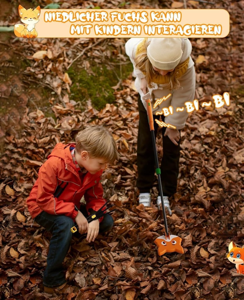 OKESAM Gyerek Fémkereső 30-38cm Állítható Hordozható Lapát Gereblyével
