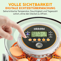 OKKÖBI Teljesen automata keltetőgép automatikus forgatással és páratartalom-szabályzással - 12 vagy 20 tojás 7