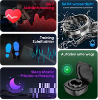 Okosgyűrű - 5ATM Vízálló Aktivitásmérő Ezüst Színben, Alvásfigyelő, Lépésszámláló, Bluetooth Fitness Tracker Férfiaknak és Nőknek 6