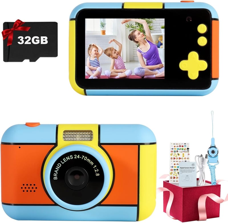 OKYUK gyerek digitális fényképezőgép 24MP, 2,4" LCD, 1080P HD, 32 GB SD - kék
