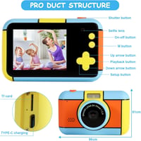 OKYUK gyerek digitális fényképezőgép 24MP, 2,4" LCD, 1080P HD, 32 GB SD - kék 2