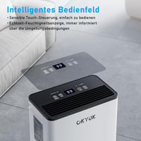 OKYUK električni odvlaživač zraka, 12 L, s digitalnim prikazom vlage, tih (32 dB), za prostorije do 30 m², s automatskim isključivanjem, za kamp-kućice i kupaonice 8