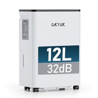 OKYUK električni odvlaživač zraka, 12 L, s digitalnim prikazom vlage, tih (32 dB), za prostorije do 30 m², s automatskim isključivanjem, za kamp-kućice i kupaonice 1