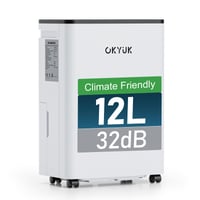 OKYUK električni odvlaživač zraka, 12 L, s digitalnim prikazom vlage, tih (32 dB), za prostorije do 30 m², s automatskim isključivanjem, za kamp-kućice i kupaonice 2
