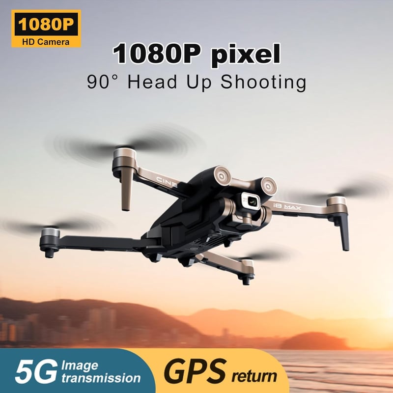 OKYUK I8 MAX GPS Drón 1080P Kamerával - Kefementes Motor, 20 Perces Repülési Idő, Kezdőknek, Követő Mód, Optikai Áramlás Érzékelő