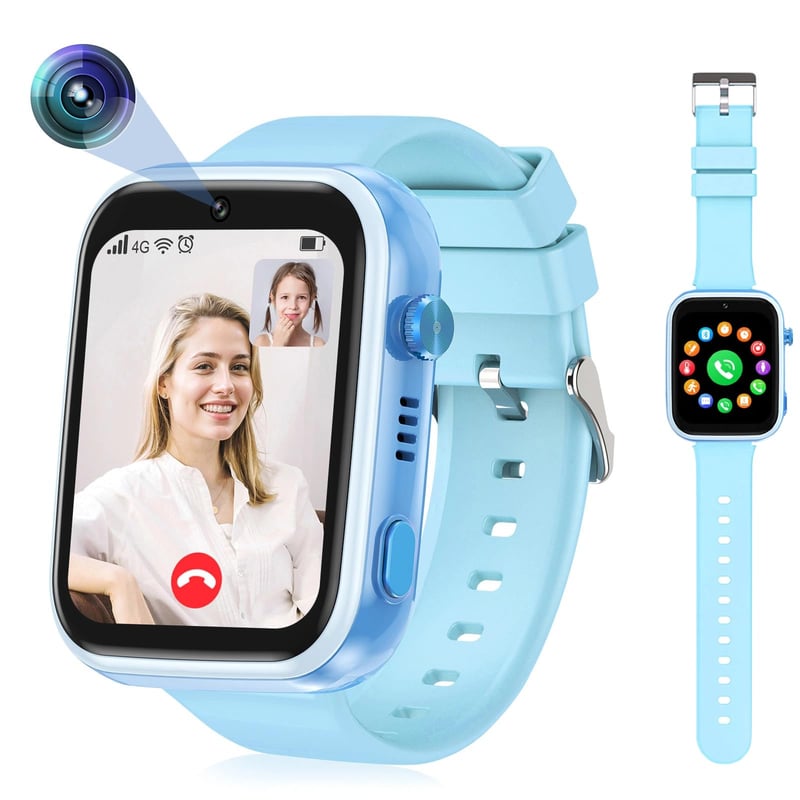 Inteligentné hodinky pre deti OKYUK so 4G GPS lokátorom, obojsmerným hovorom, SOS, rôznymi štýlmi ciferníka, pre chlapcov a dievčatá vo veku 6-12 rokov, modré