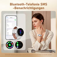 Inteligentné hodinky OKYUK pre ženy s funkciou telefonovania, 1,27" HD dotykový displej, 24-hodinové meranie pulzu a SpO2, monitor spánku, 90+ športových režimov, kompatibilné s Android a iOS, strieborné 3