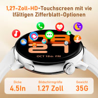 Inteligentné hodinky OKYUK pre ženy s funkciou telefonovania, 1,27" HD dotykový displej, 24-hodinové meranie pulzu a SpO2, monitor spánku, 90+ športových režimov, kompatibilné s Android a iOS, strieborné 6