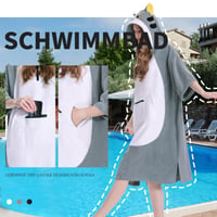 Poncho de baie din microfibră pentru adulți OLAOLA, poncho de surf cu glugă și buzunare, prosop cu uscare rapidă pentru schimbat, pentru plajă, model cu pisici 5