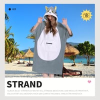 Poncho de baie din microfibră pentru adulți OLAOLA, poncho de surf cu glugă și buzunare, prosop cu uscare rapidă pentru schimbat, pentru plajă, model cu pisici 2