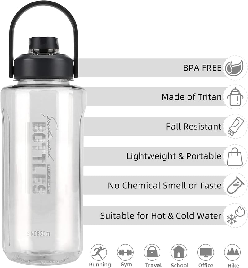 Olerd 2 Literes Ivópalack Gyümölcsszűrővel - 2100ml BPA-mentes Kulacs Fogantyúval, Szivárgásmentes Sportpalack Túrázáshoz, Edzéshez, Kerékpá