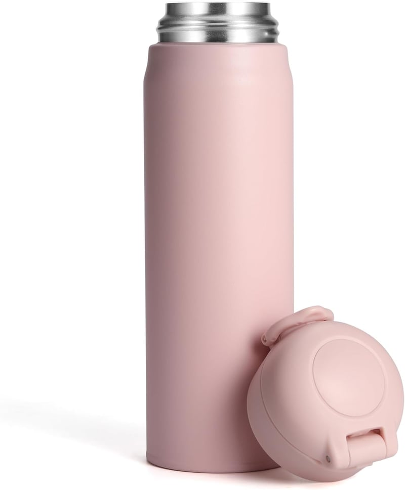 Olerd 500ml rozsdamentes acél termosz - hideg-meleg tartó, szorítható, sport és iskolai vízpalack rózsaszín