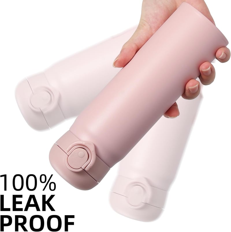 Olerd 500ml rozsdamentes acél termosz - hideg-meleg tartó, szorítható, sport és iskolai vízpalack rózsaszín