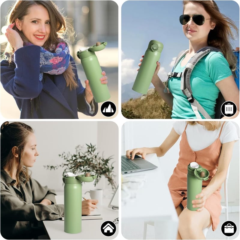 Olerd 500ml rozsdamentes acél termosz palack Fekete - hideg meleg italtartó