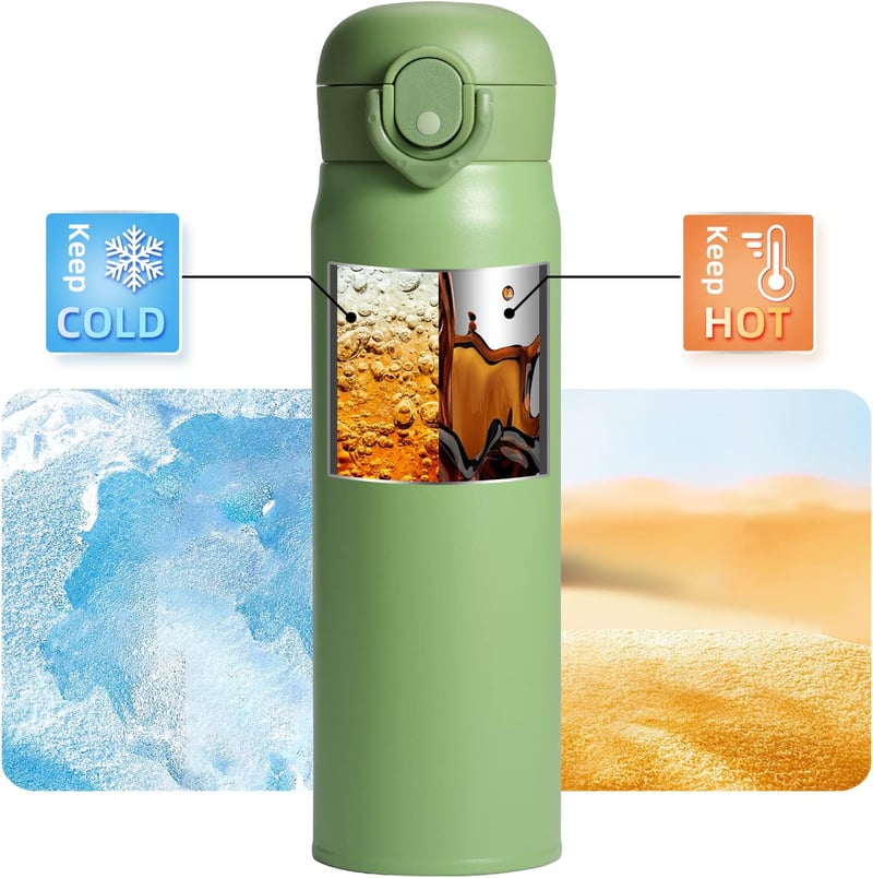 Olerd 500ml rozsdamentes acél termosz palack Fekete - hideg meleg italtartó