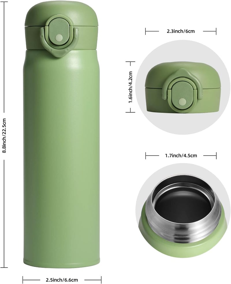 Olerd 500ml rozsdamentes acél termosz palack Fekete - hideg meleg italtartó