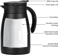 Olerd 750ml Vákuum Izolált Rozsdamentes Kancsó Kerámia Bevonattal Kávéhoz Teához 2
