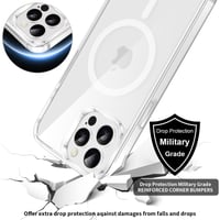 Olgary iPhone 16 Pro MagSafe kompatibilný magnetický kryt na krk s nastaviteľnou šnúrkou, čierny, nárazuvzdorný, priehľadný zadný kryt 6