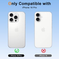 Olgary iPhone 16 Pro MagSafe kompatibilný magnetický kryt na krk s nastaviteľnou šnúrkou, čierny, nárazuvzdorný, priehľadný zadný kryt 2