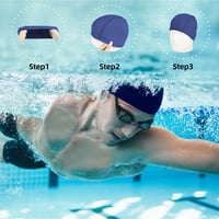 Set 2 căști de înot Olicky unisex, negru și albastru închis, căști de înot elastice pentru femei, bărbați și copii, pentru păr lung 3