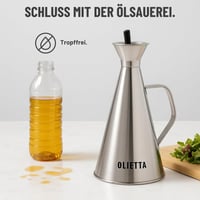 Olietta Nerezová nádoba na olej 500 ml – Dávkovač olivového oleja s nálevkou, ktorý nekvapká a netečie, ľahko čistiteľná olejnička 2