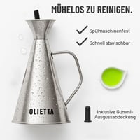 Olietta Nerezová nádoba na olej 500 ml – Dávkovač olivového oleja s nálevkou, ktorý nekvapká a netečie, ľahko čistiteľná olejnička 6