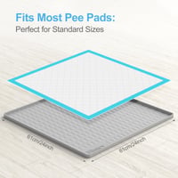 Silikónový držiak na podložky pre psov Oliggive 60x60 cm, protišmyková miska s vysokým okrajom a ochranou proti pretečeniu, prenosná toaleta pre šteňatá na ochranu podlahy v domácnosti, svetlosivá 5