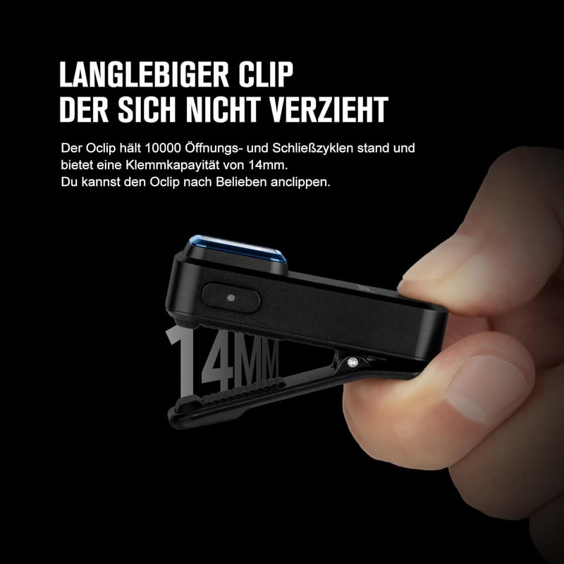 OLIGHT Oclip Mini LED zseblámpa piros fénnyel, 300 lumen USB-C töltős - Black