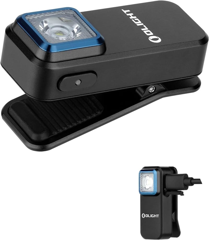 OLIGHT Oclip Mini LED zseblámpa piros fénnyel, 300 lumen USB-C töltős - Black
