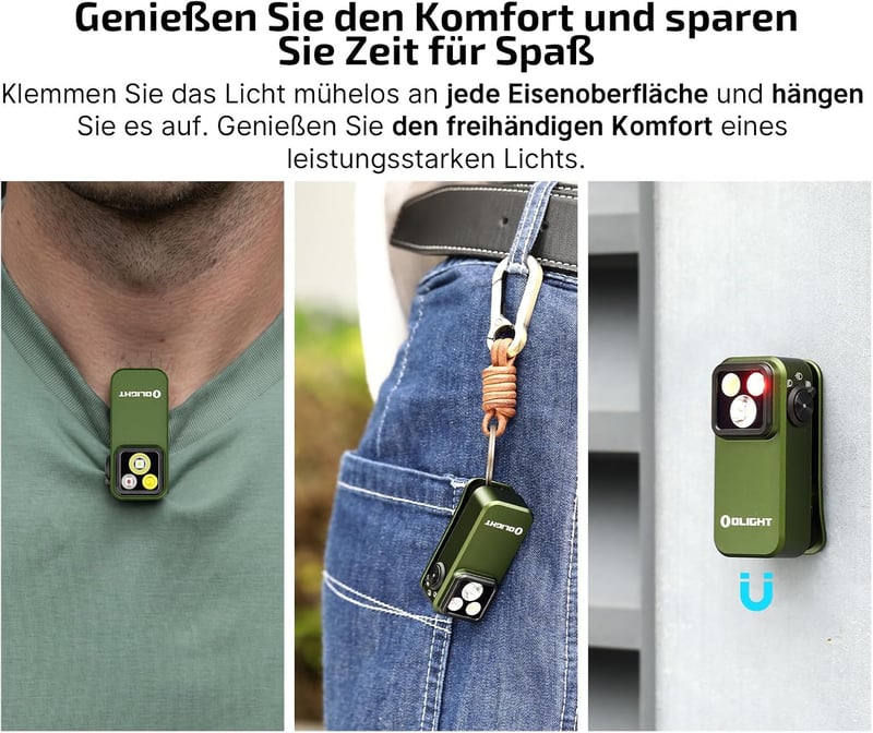 OLIGHT Oclip Pro Mini LED zseblámpa USB-C, 500 lm, vörös fény, IPX6