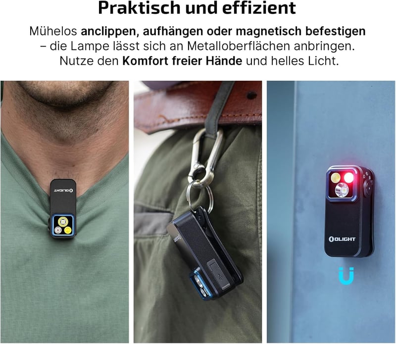 OLIGHT Oclip Pro Mini LED zseblámpa USB-C töltéssel, 500 lm fényerő