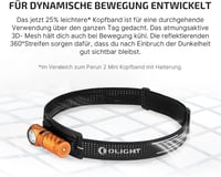 OLIGHT Perun 3 Mini fejlámpa 1250 lumen, vízálló, piros fény, 8 mód - Orange 6