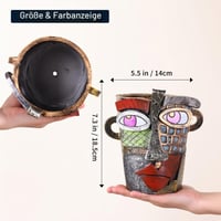 Oliruim 18,5 cm-es apstraktna tegla za cvijeće s velikim licem i drenažnim otvorom, dekorativna posuda s motivom šarenih grafita za sobne i vanjske biljke, retro 2