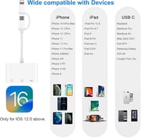 Oliveria 3 az 1-ben SD Kártyaolvasó iPhone iPad Készülékekhez - Type-C Adapter iPhone 15/14/Pro/Max/Plus és MacBook Kompatibilis 7