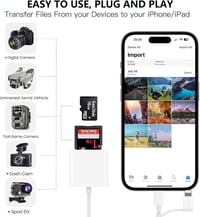 Oliveria Apple MFI Tanúsított Lightning SD Kártya Olvasó iPhone és iPad Készülékekhez - Kamera Adatátvitel Kompatibilis Adapter 2